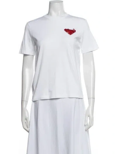 Pre-owned Prada 2021 Sequin Logo T-shirt In White