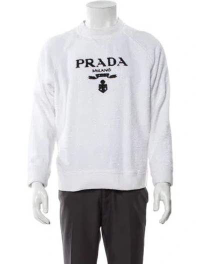 Pre-owned Prada 2021 Signature Logo Sweatshirt In White