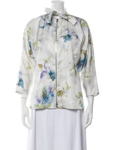 Pre-owned Prada 2021 Silk Jacket In Blue/neutrals/purple