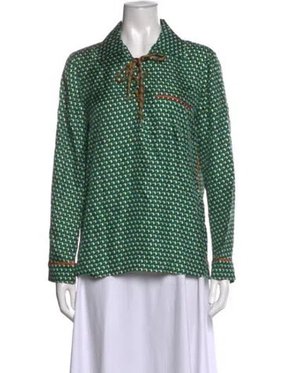 Pre-owned Prada 2021 Silk Polo In Green