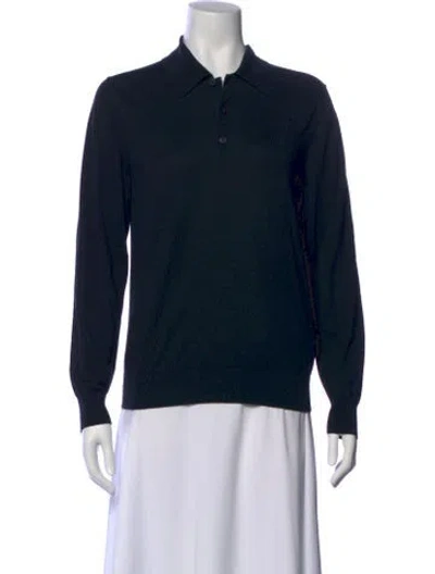 Pre-owned Prada 2021 Silk Polo Sweater In Black