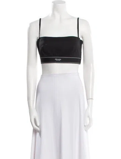 Pre-owned Prada 2021 Square Neckline Crop Top In Black