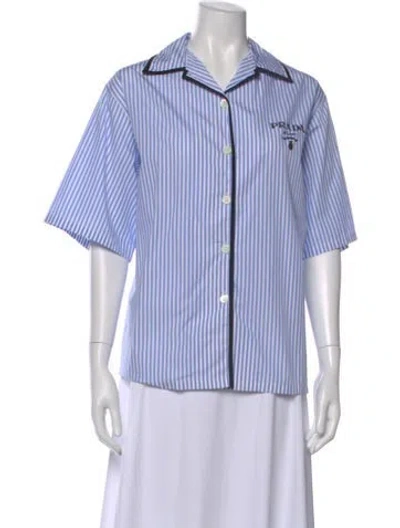 Pre-owned Prada 2021 Striped Button-up Top In Blue