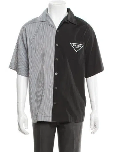 Pre-owned Prada 2021 Striped Dress Shirt In Black