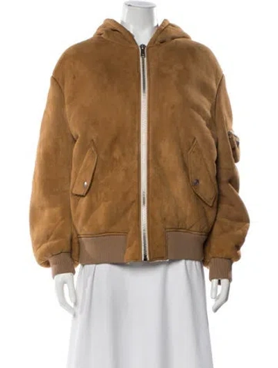 Pre-owned Prada 2021 Suede Bomber Jacket In Brown