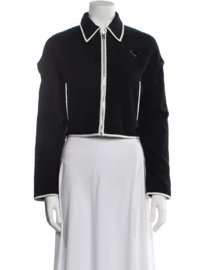 Pre-owned Prada 2021 Terry Cloth Biker Jacket In Black