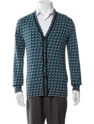 Pre-owned Prada 2021 Virgin Wool Cardigan In Blue