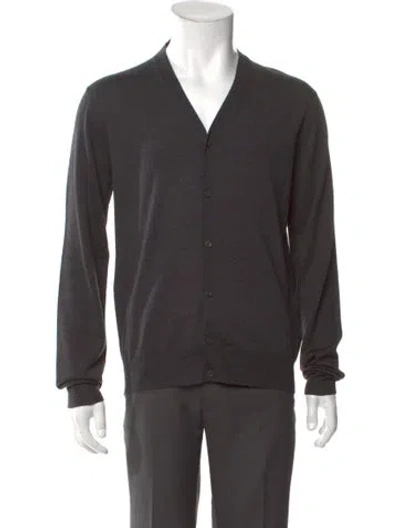 Pre-owned Prada 2021 Virgin Wool Cardigan In Gray