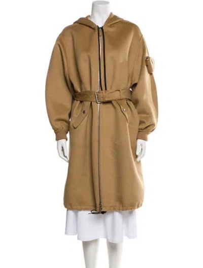 Pre-owned Prada 2021 Virgin Wool Faux Fur Coat In Neutral