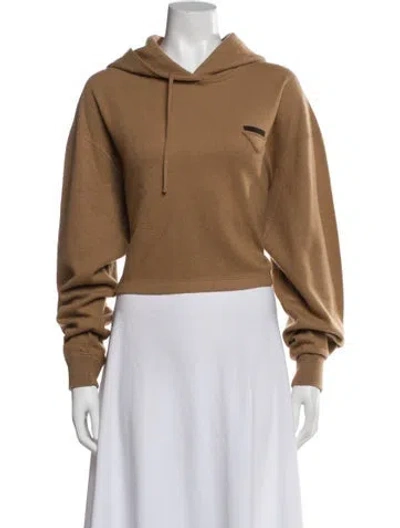 Pre-owned Prada 2021 Virgin Wool Hoodie In Brown