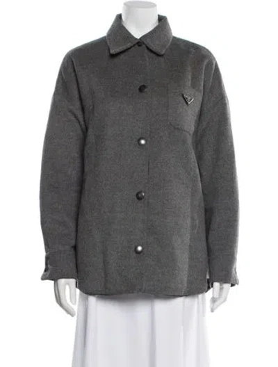Pre-owned Prada 2021 Virgin Wool Jacket In Gray