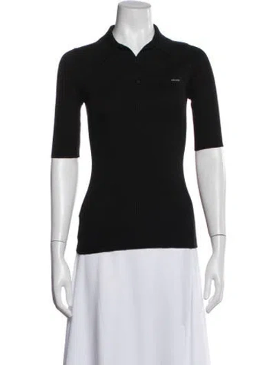 Pre-owned Prada 2021 Virgin Wool Polo In Black