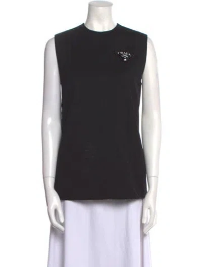 Pre-owned Prada 2021 Virgin Wool Top In Black
