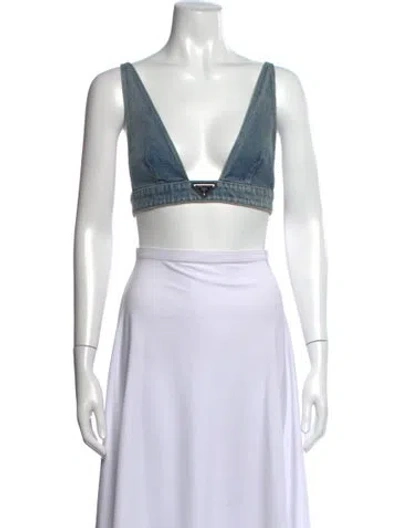 Pre-owned Prada 2021 V-neck Sports Bra In Black