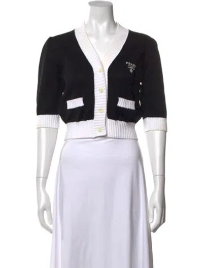 Pre-owned Prada 2021 V-neck Sweater In Black