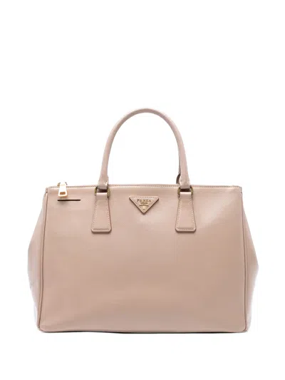 Pre-owned Prada 2021-2025 Large Saffiano Lux Galleria Double Zip Tote Bag In Brown