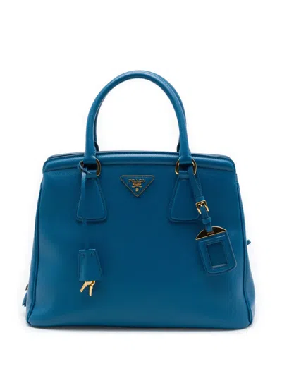 Pre-owned Prada 2021-2026 Saffiano Lux Parabole Tote Bag In Blue