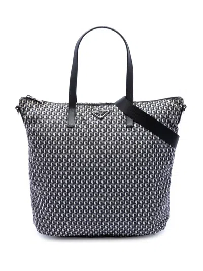 Pre-owned Prada 2021-2026 Tessuto Stampato Satchel In Black