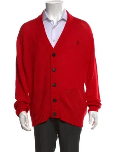 Pre-owned Prada 2022 Cashmere Cardigan In Red