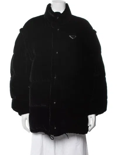 Pre-owned Prada 2022 Convertible Down Coat In Black