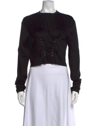 Pre-owned Prada 2022 Crew Neck Crop Top W/ Tags In Black