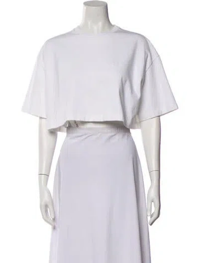 Pre-owned Prada 2022 Crew Neck Crop Top In White