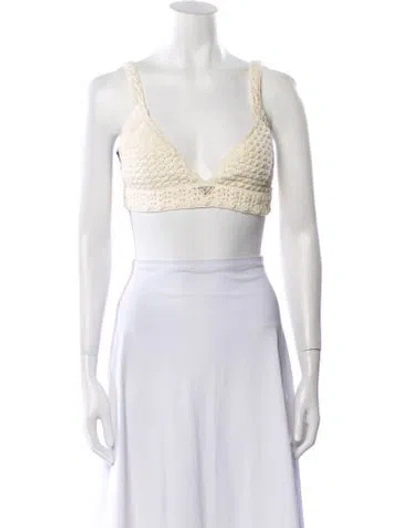 Pre-owned Prada 2022 Crochet Crop Top In Neutral