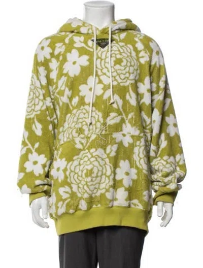 Pre-owned Prada 2022 Enameled Metal Triangle Hoodie In Green