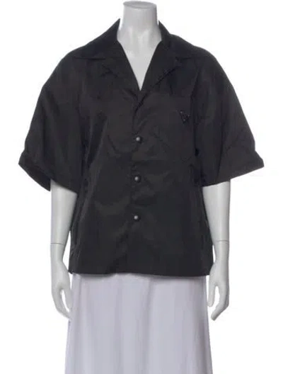 Pre-owned Prada 2022 Enameled Metal Triangle Shirt In Black