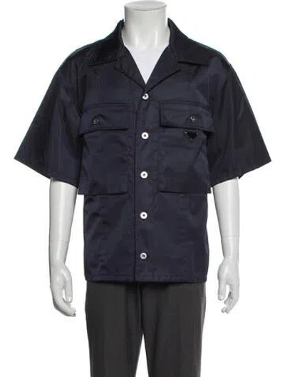 Pre-owned Prada 2022 Enameled Metal Triangle Shirt In Blue