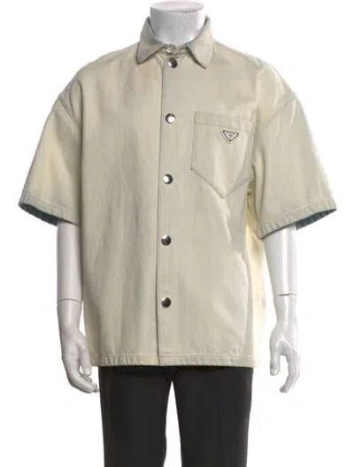 Pre-owned Prada 2022 Enameled Metal Triangle Shirt In Brown
