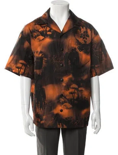 Pre-owned Prada 2022 Enameled Metal Triangle Shirt In Brown