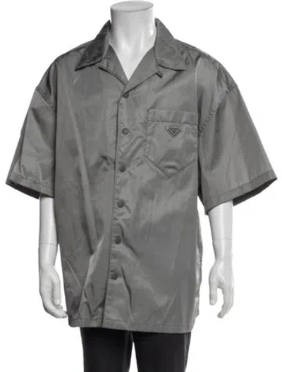 Pre-owned Prada 2022 Enameled Metal Triangle Shirt In Gray