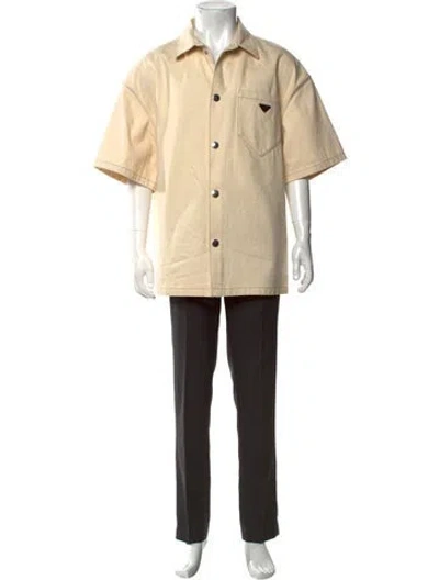 Pre-owned Prada 2022 Enameled Metal Triangle Shirt In Neutral