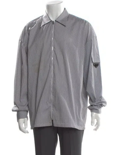 Pre-owned Prada 2022 Enameled Metal Triangle Shirt In White