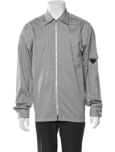Pre-owned Prada 2022 Enameled Metal Triangle Shirt In White