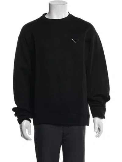 Pre-owned Prada 2022 Enameled Metal Triangle Sweatshirt In Black