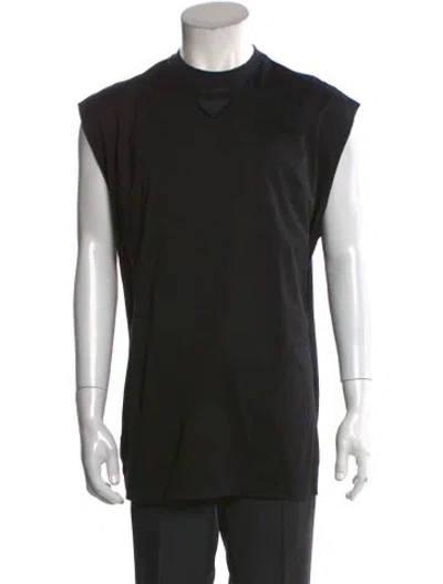 Pre-owned Prada 2022 Enameled Metal Triangle Tank In Black