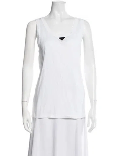Pre-owned Prada 2022 Enameled Metal Triangle Tank W/ Tags In White