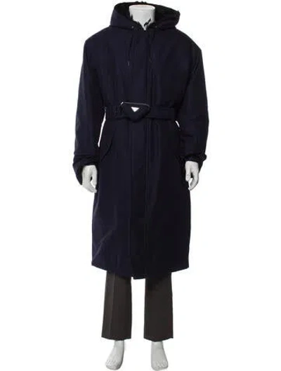 Pre-owned Prada 2022 Enameled Metal Triangle Trench Coat W/ Tags In Blue