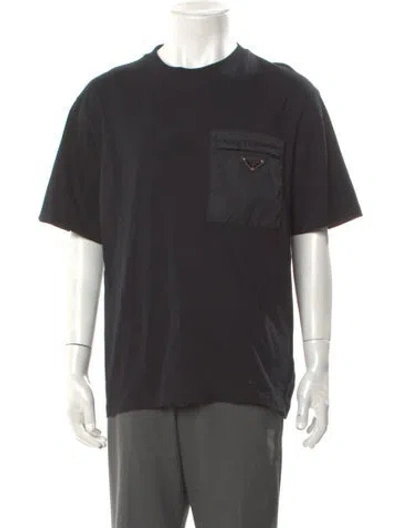 Pre-owned Prada 2022 Enameled Metal Triangle T-shirt In Black