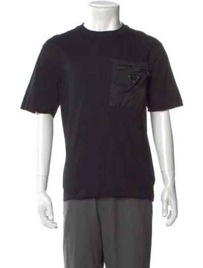 Pre-owned Prada 2022 Enameled Metal Triangle T-shirt In Black
