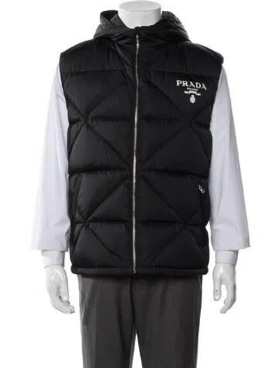 Pre-owned Prada 2022 Enameled Metal Triangle Vest In Black
