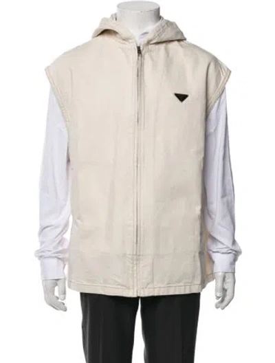 Pre-owned Prada 2022 Enameled Metal Triangle Vest In Neutrals