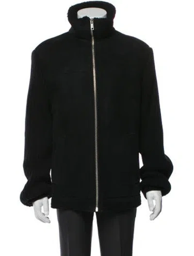 Pre-owned Prada 2022 Enameled Metal Triangle Windbreaker In Black