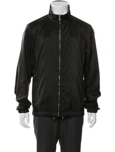 Pre-owned Prada 2022 Enameled Metal Triangle Windbreaker In Black