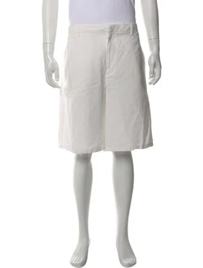 Pre-owned Prada 2022 Flat Front Shorts In White