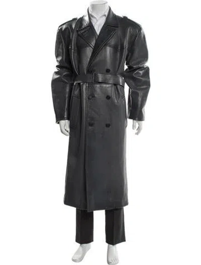 Pre-owned Prada 2022 Goat Leather Trench Coat In Gray