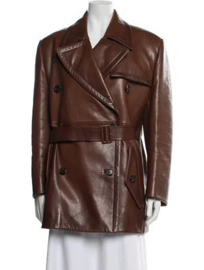Pre-owned Prada 2022 Goat Leather Trench Coat W/ Tags In Brown