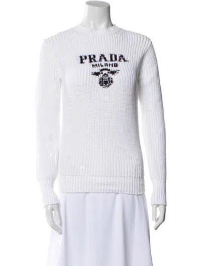 Pre-owned Prada 2022 Graphic Print Sweater In White